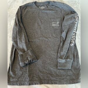 Vineyard Vines Charcoal Whale Pocket Long Sleeve Tee size 8/10